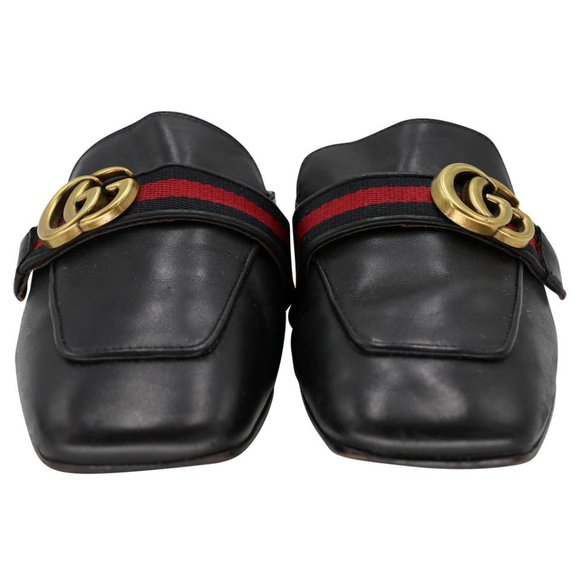 Gucci Marmont sz 38 Peyton Leather Slippers Slides GG-S0207P-C013 - Picture 3 of 10